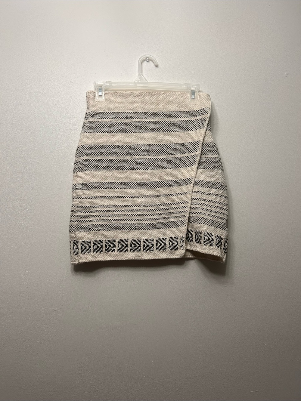 Urban Outfitters Cream and Black Striped Knit Mini Skirt